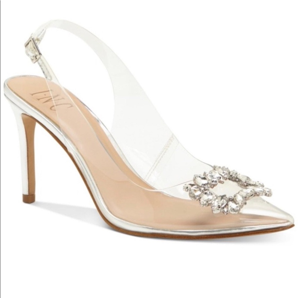 NIB, INC Keninap Silver and Clear Heels Size 9